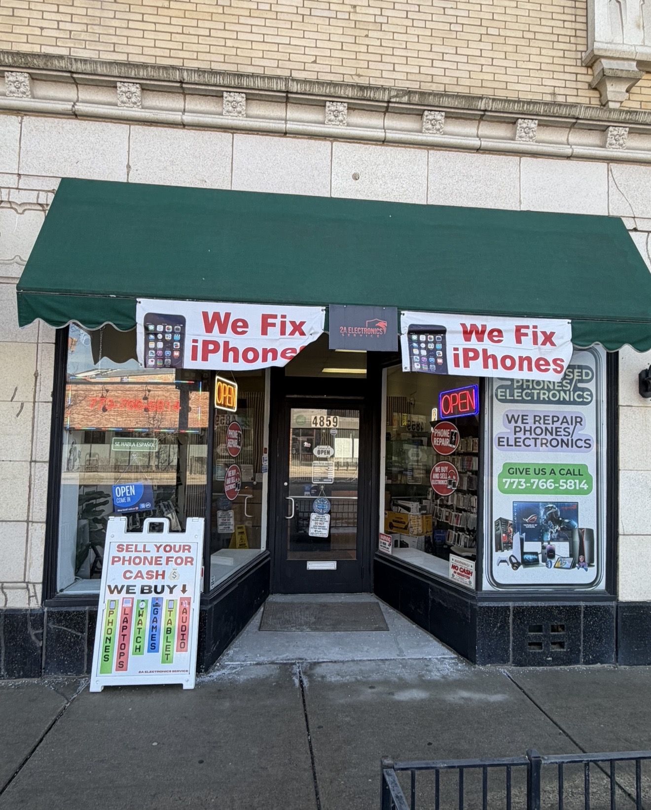 2A Electronics storefront at 4859 W Irving Park Rd, Chicago